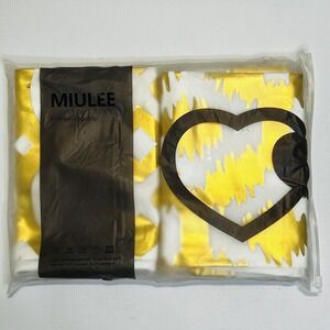 MIULEE Pack of 4 Gold Foil And White Pillow Cover Square 18 X 18 Square